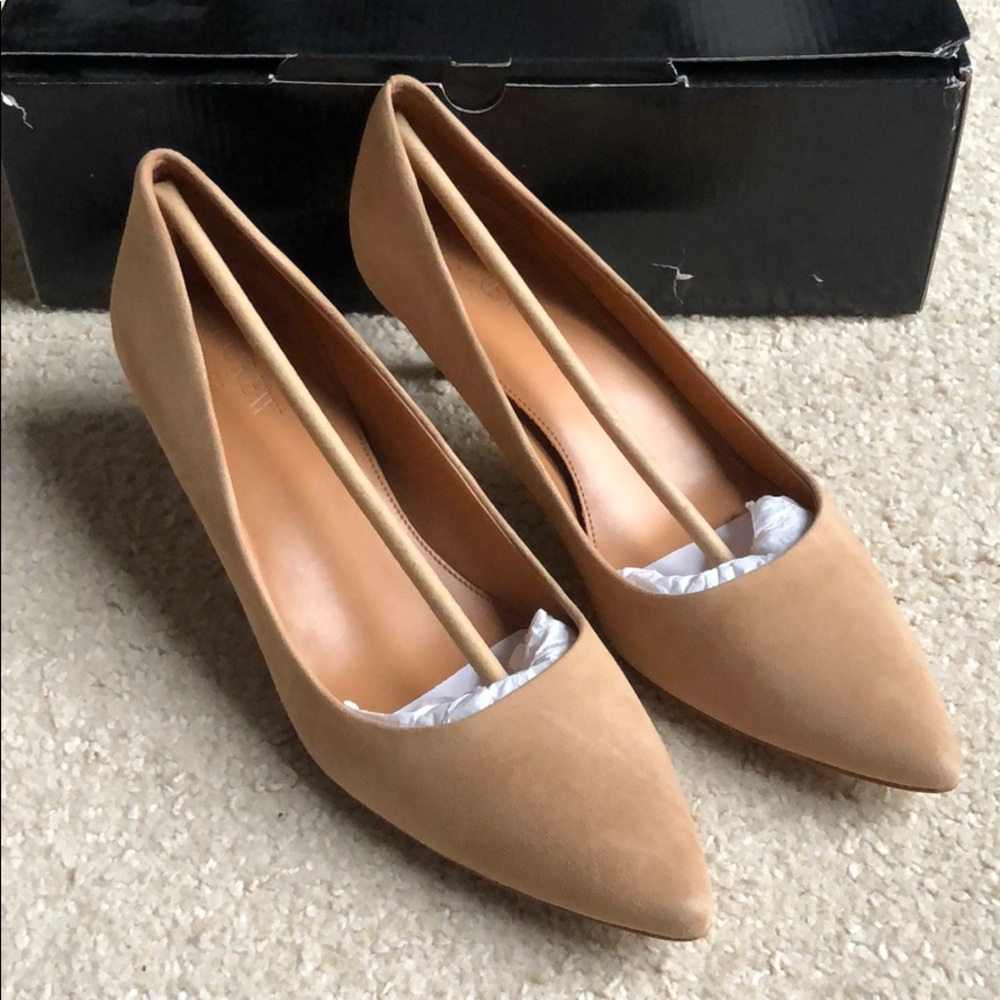 J Crew Factory kitten heel suede heels.